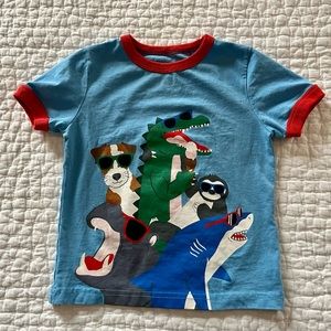 Mini Boden cool animals toddler ringer t-shirt sz 2-3. 100% cotton.